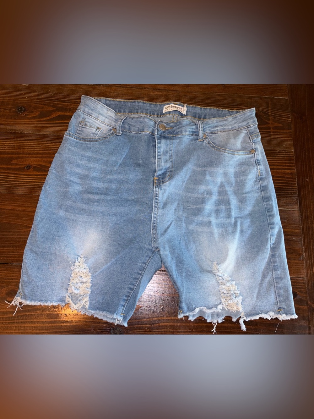 Light Blue Distressed Denim Men’s Shorts